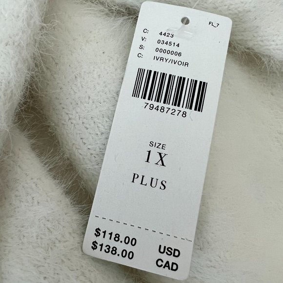 Anthropologie Pilcro Cropped Eyelash Sweater in Ivory Size 1X NWT - Picture 9 of 10